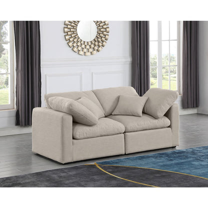 Indulge Beige Linen Textured Fabric Modular Sofa