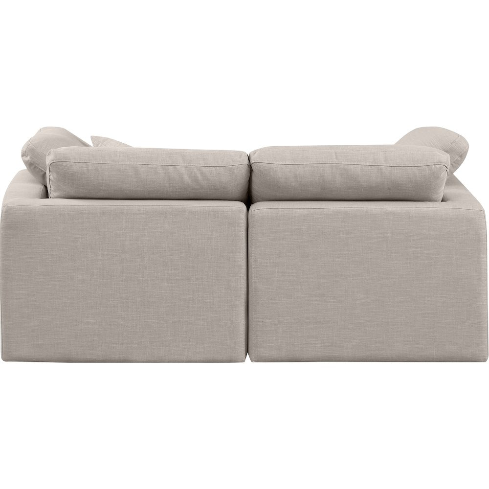 Indulge Beige Linen Textured Fabric Modular Sofa