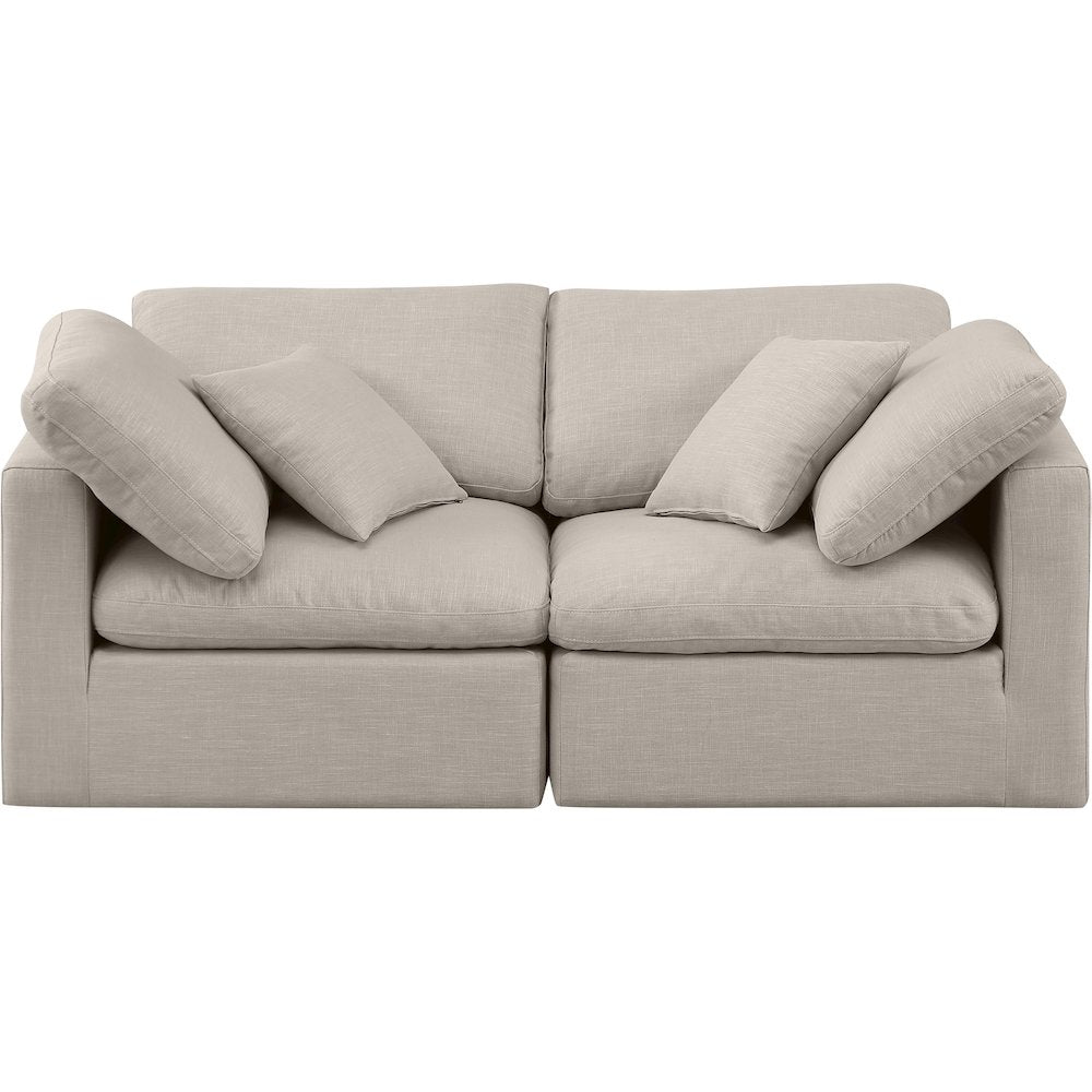 Indulge Beige Linen Textured Fabric Modular Sofa
