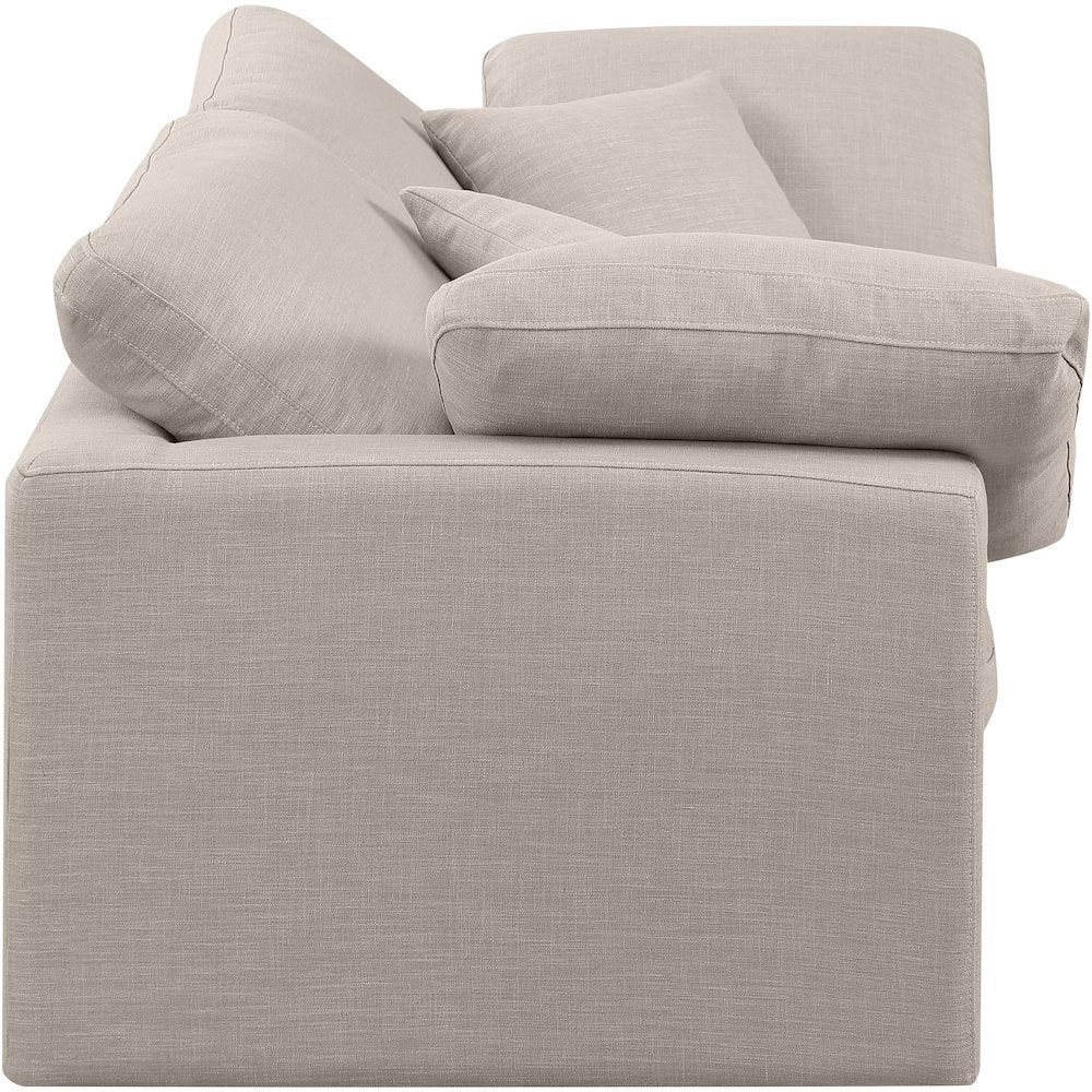 Indulge Beige Linen Textured Fabric Modular Sofa