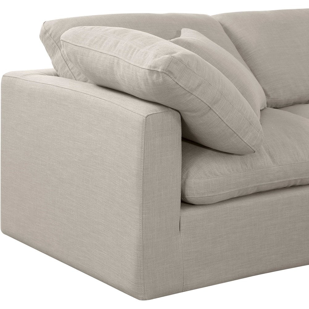 Indulge Beige Linen Textured Fabric Modular Sofa