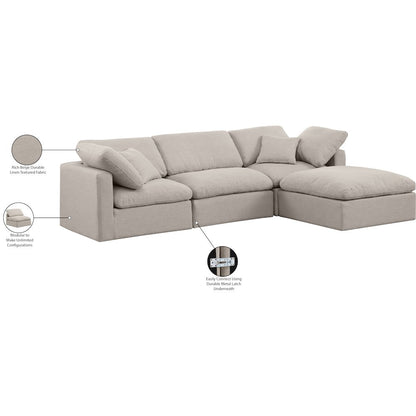 Indulge Beige Linen Textured Fabric Modular Sectional