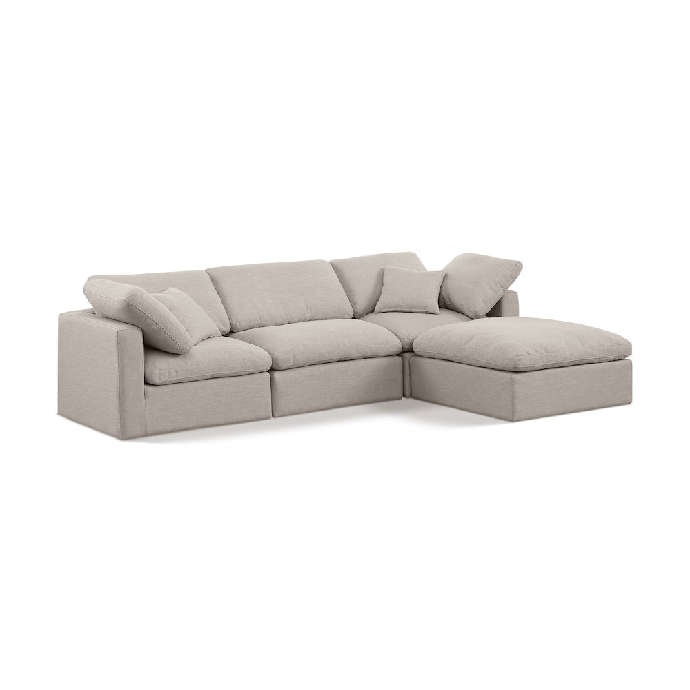 Indulge Beige Linen Textured Fabric Modular Sectional