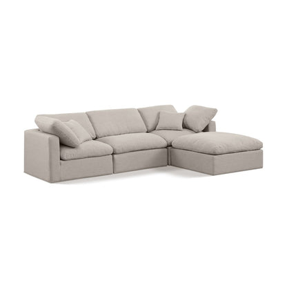 Indulge Beige Linen Textured Fabric Modular Sectional