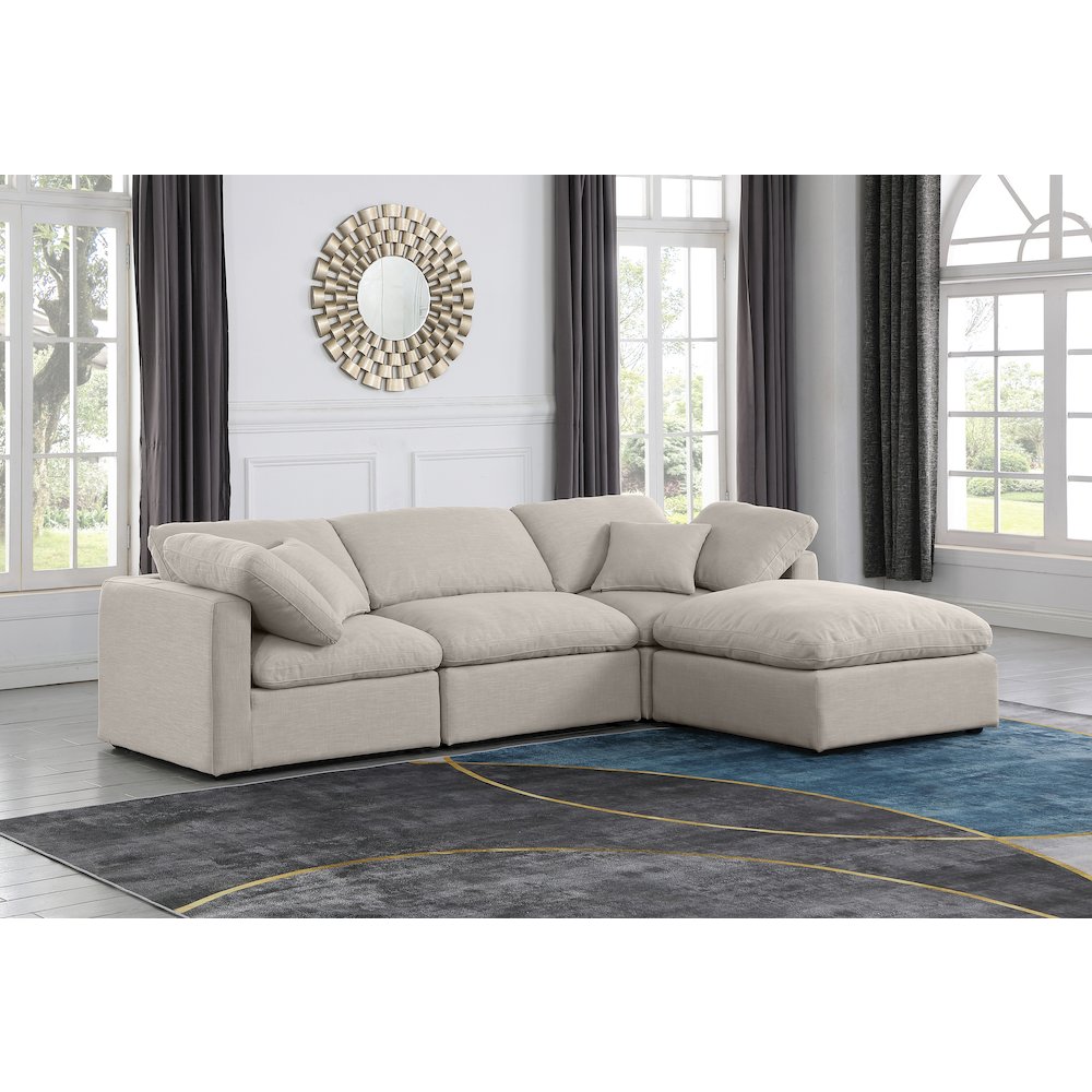 Indulge Beige Linen Textured Fabric Modular Sectional