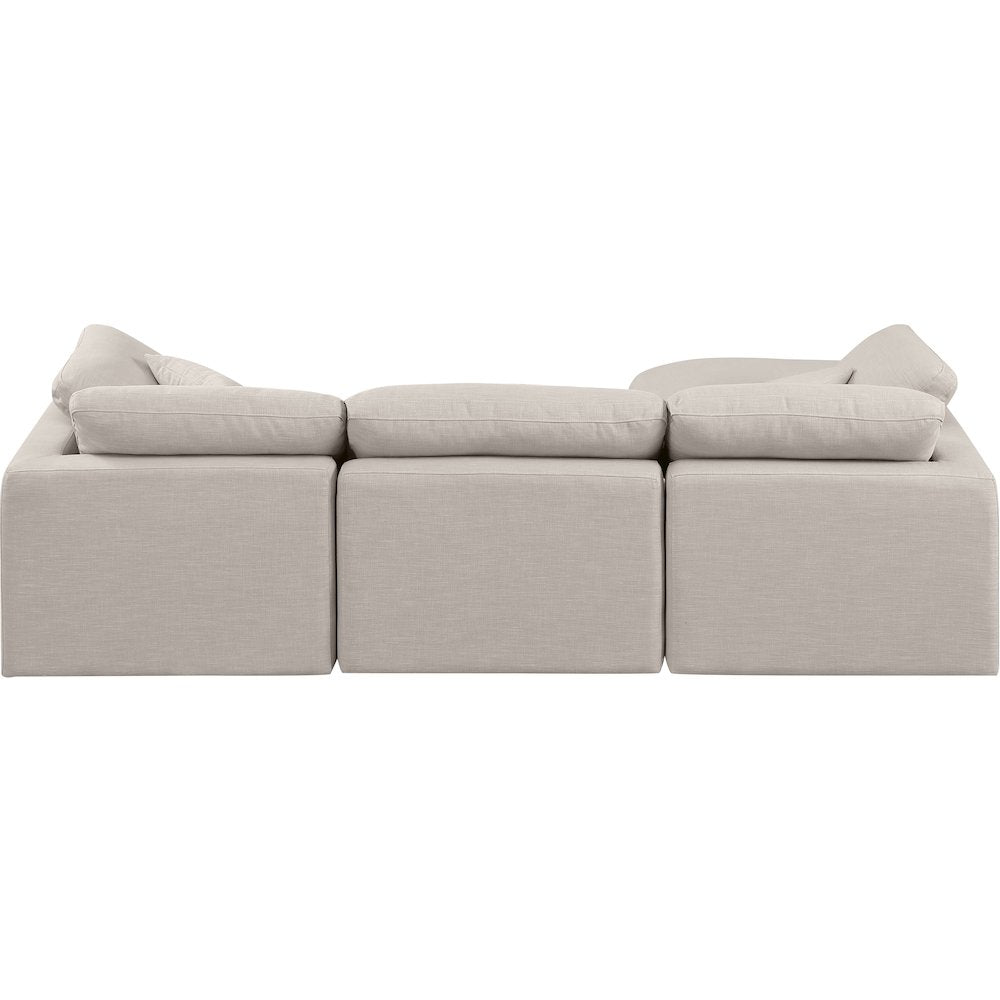 Indulge Beige Linen Textured Fabric Modular Sectional