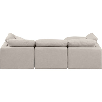 Indulge Beige Linen Textured Fabric Modular Sectional