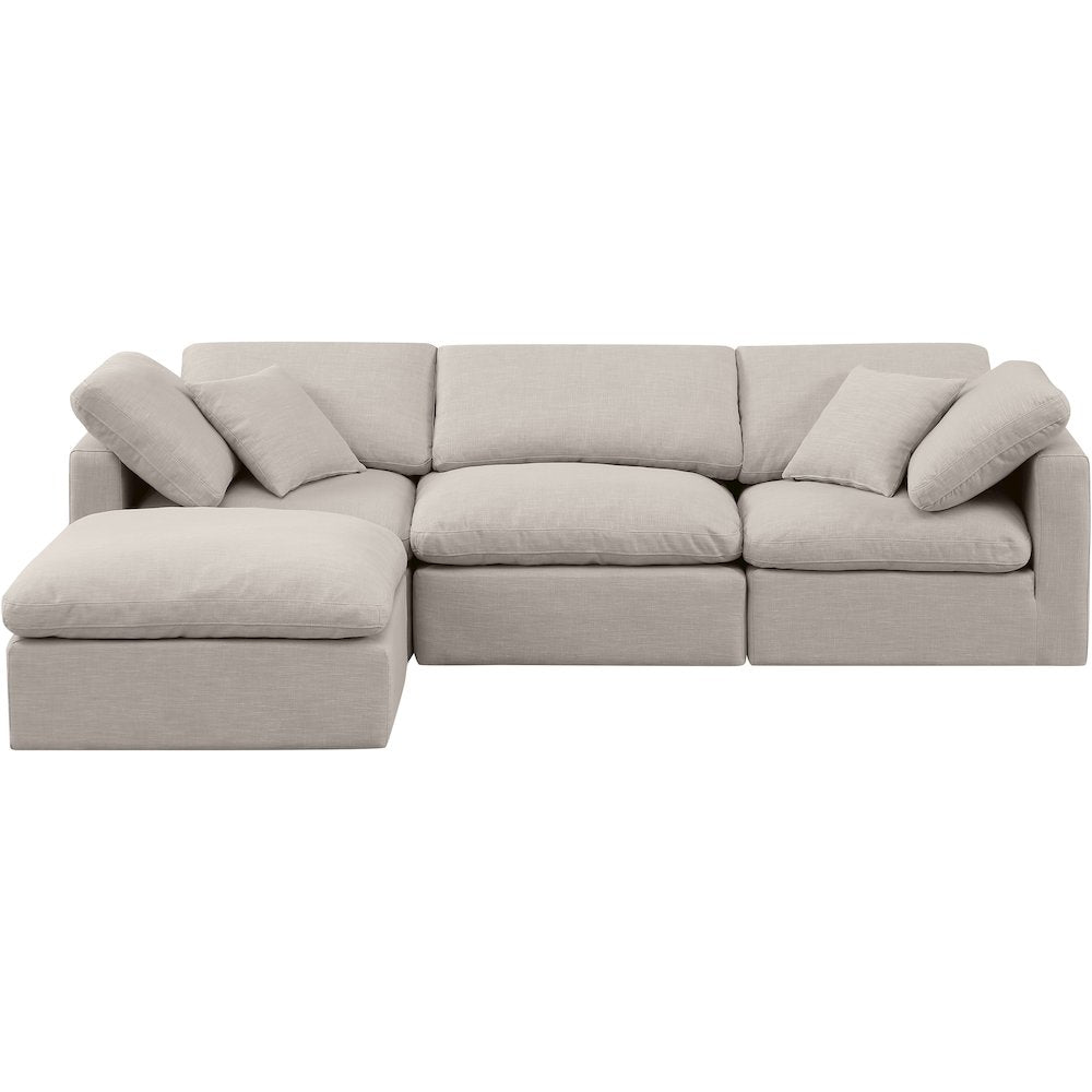 Indulge Beige Linen Textured Fabric Modular Sectional