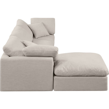 Indulge Beige Linen Textured Fabric Modular Sectional