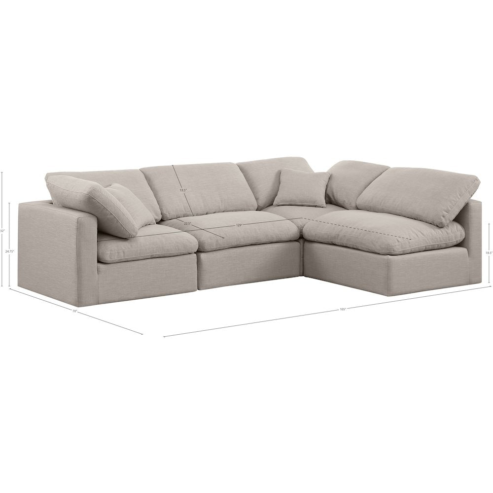 Indulge Beige Linen Textured Fabric Modular Sectional