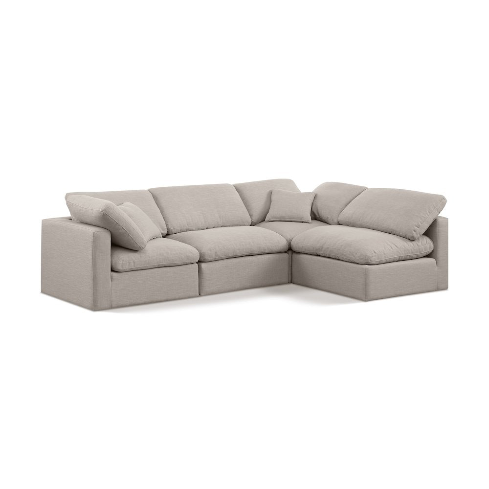 Indulge Beige Linen Textured Fabric Modular Sectional