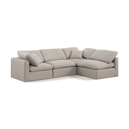 Indulge Beige Linen Textured Fabric Modular Sectional