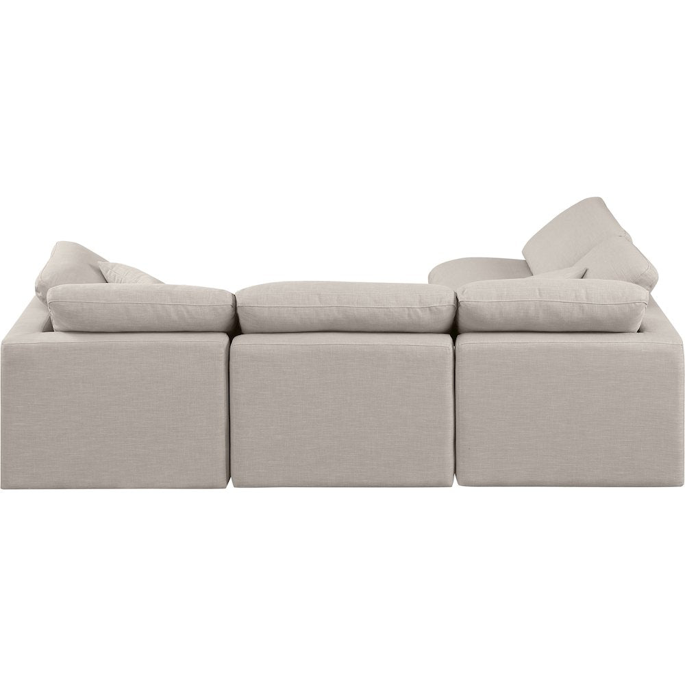 Indulge Beige Linen Textured Fabric Modular Sectional