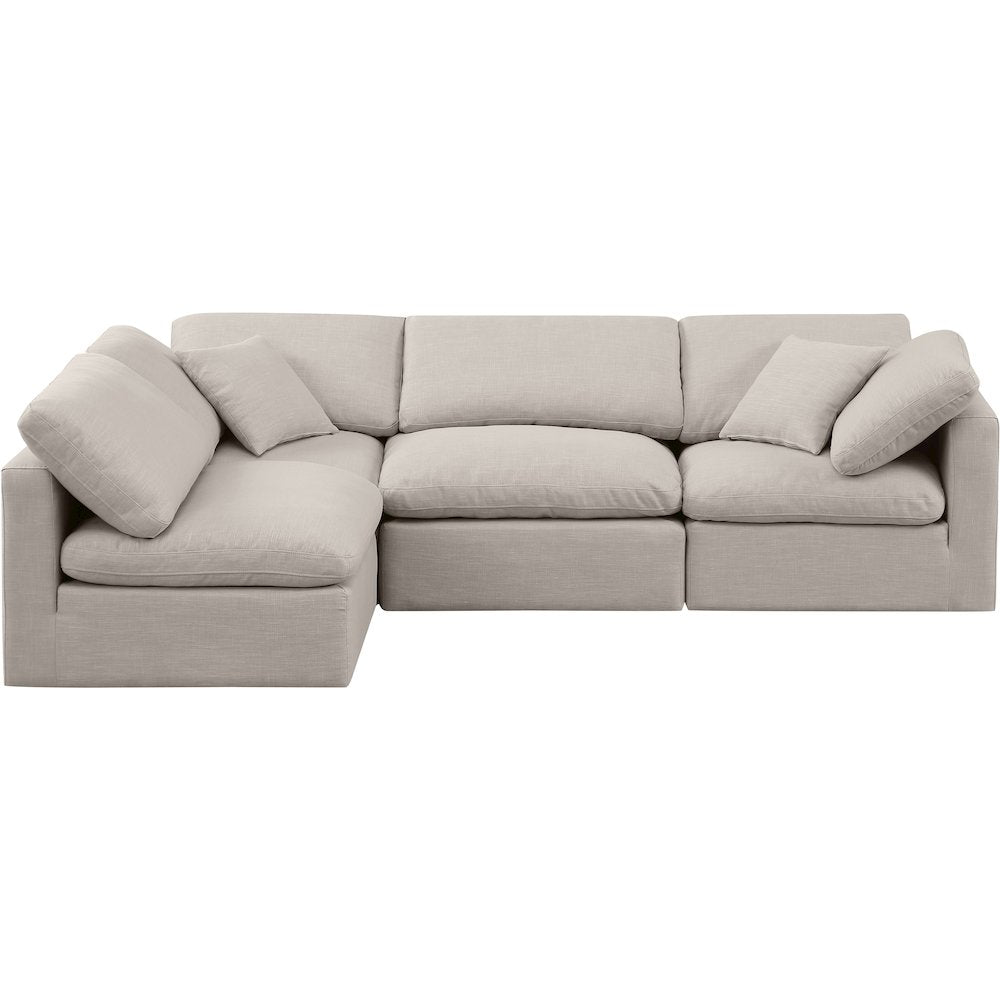 Indulge Beige Linen Textured Fabric Modular Sectional