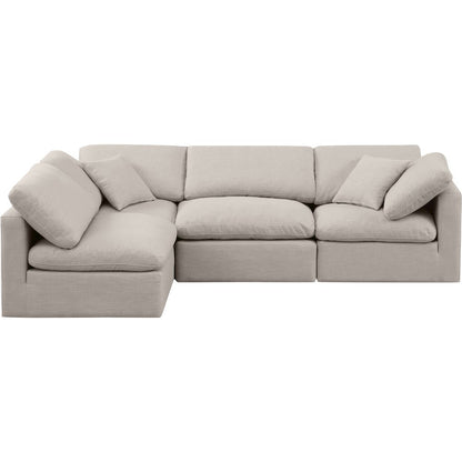 Indulge Beige Linen Textured Fabric Modular Sectional