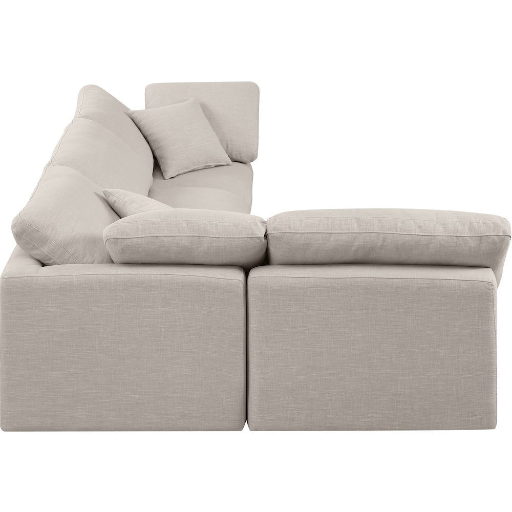 Indulge Beige Linen Textured Fabric Modular Sectional