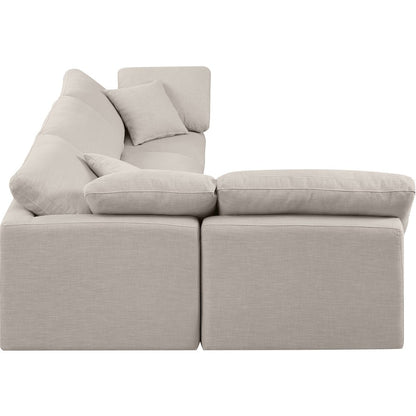 Indulge Beige Linen Textured Fabric Modular Sectional