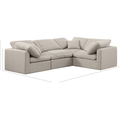 Indulge Beige Linen Textured Fabric Modular Sectional