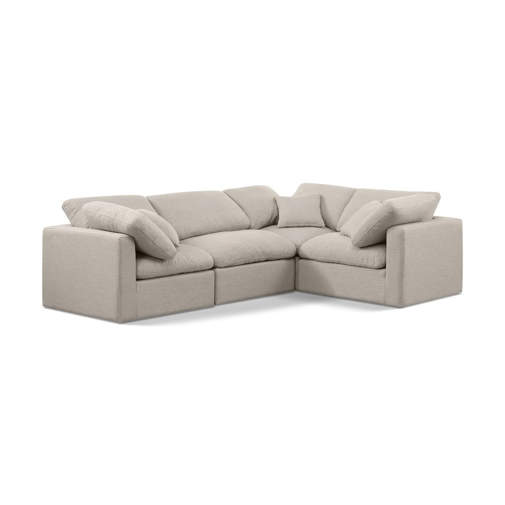 Indulge Beige Linen Textured Fabric Modular Sectional