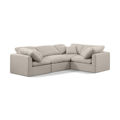 Indulge Beige Linen Textured Fabric Modular Sectional