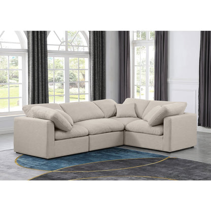 Indulge Beige Linen Textured Fabric Modular Sectional