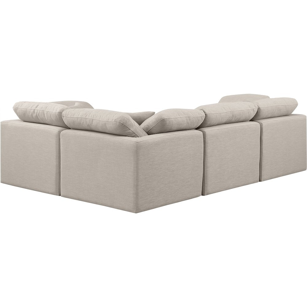 Indulge Beige Linen Textured Fabric Modular Sectional