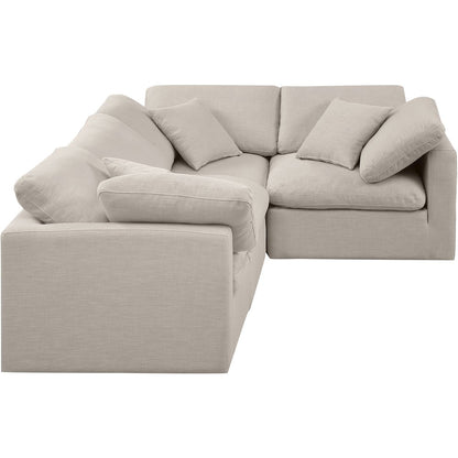 Indulge Beige Linen Textured Fabric Modular Sectional