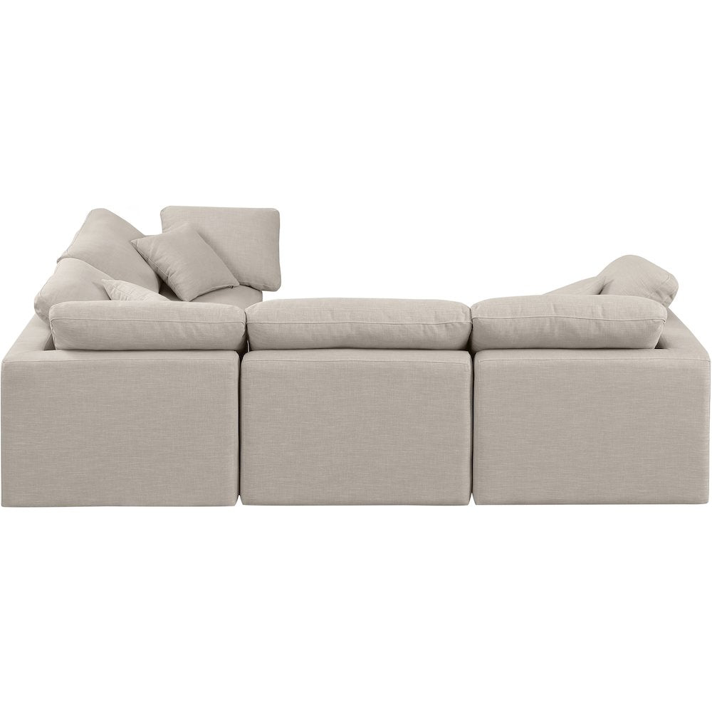 Indulge Beige Linen Textured Fabric Modular Sectional
