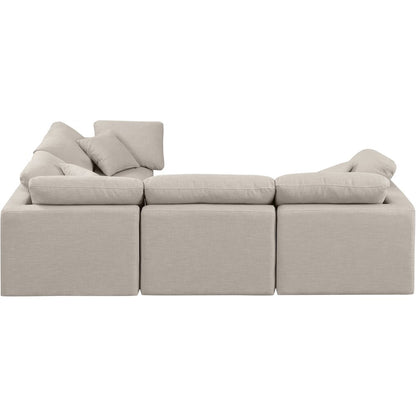 Indulge Beige Linen Textured Fabric Modular Sectional