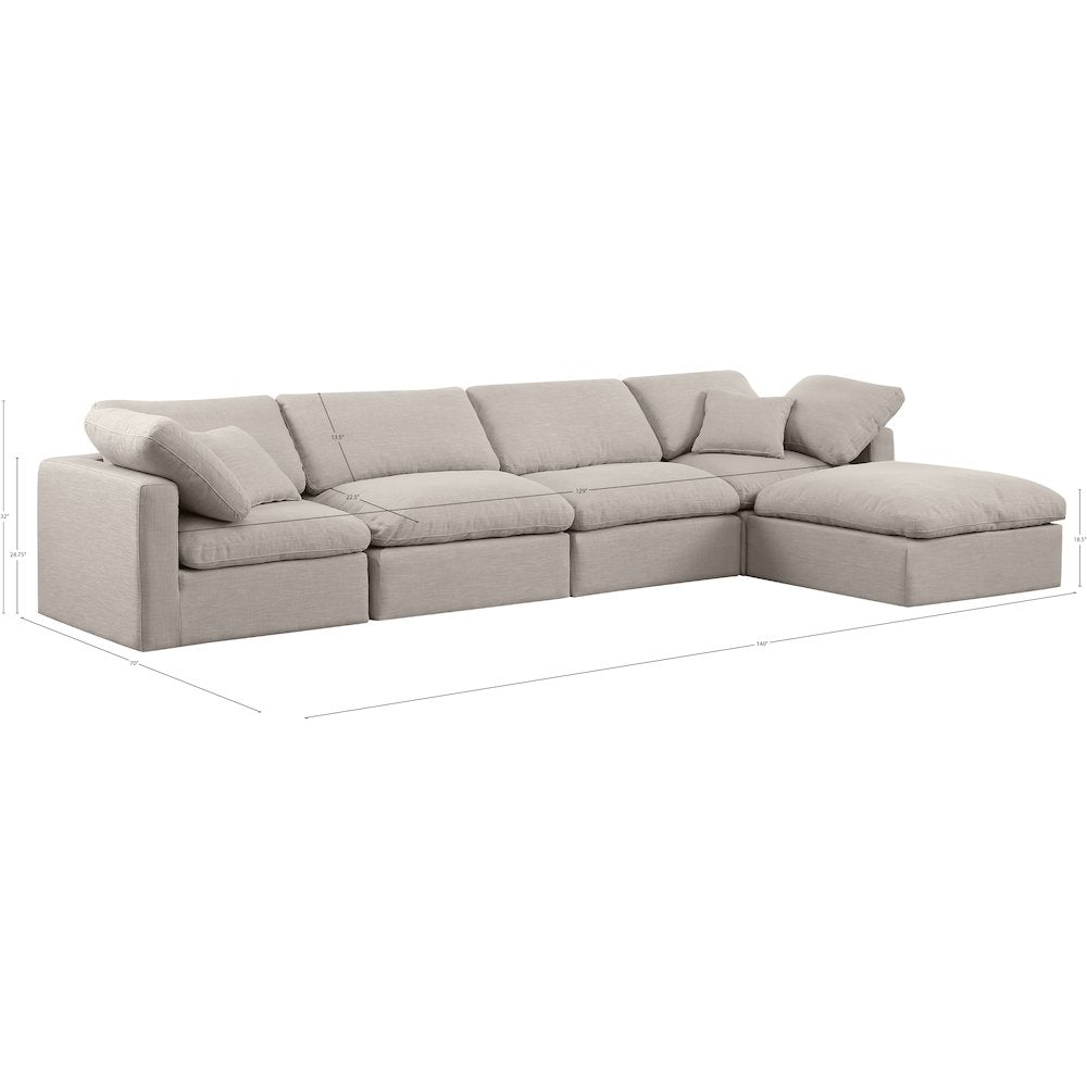 Indulge Beige Linen Textured Fabric Modular Sectional