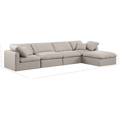 Indulge Beige Linen Textured Fabric Modular Sectional