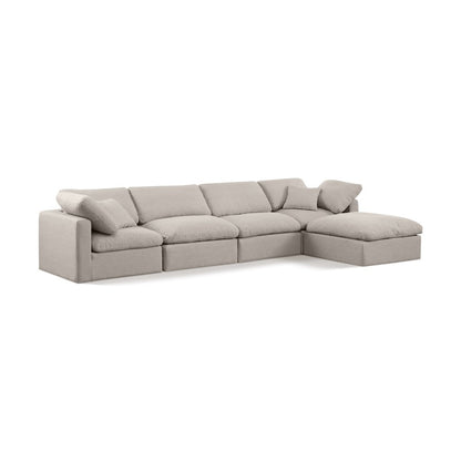 Indulge Beige Linen Textured Fabric Modular Sectional