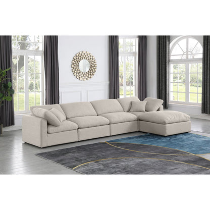 Indulge Beige Linen Textured Fabric Modular Sectional