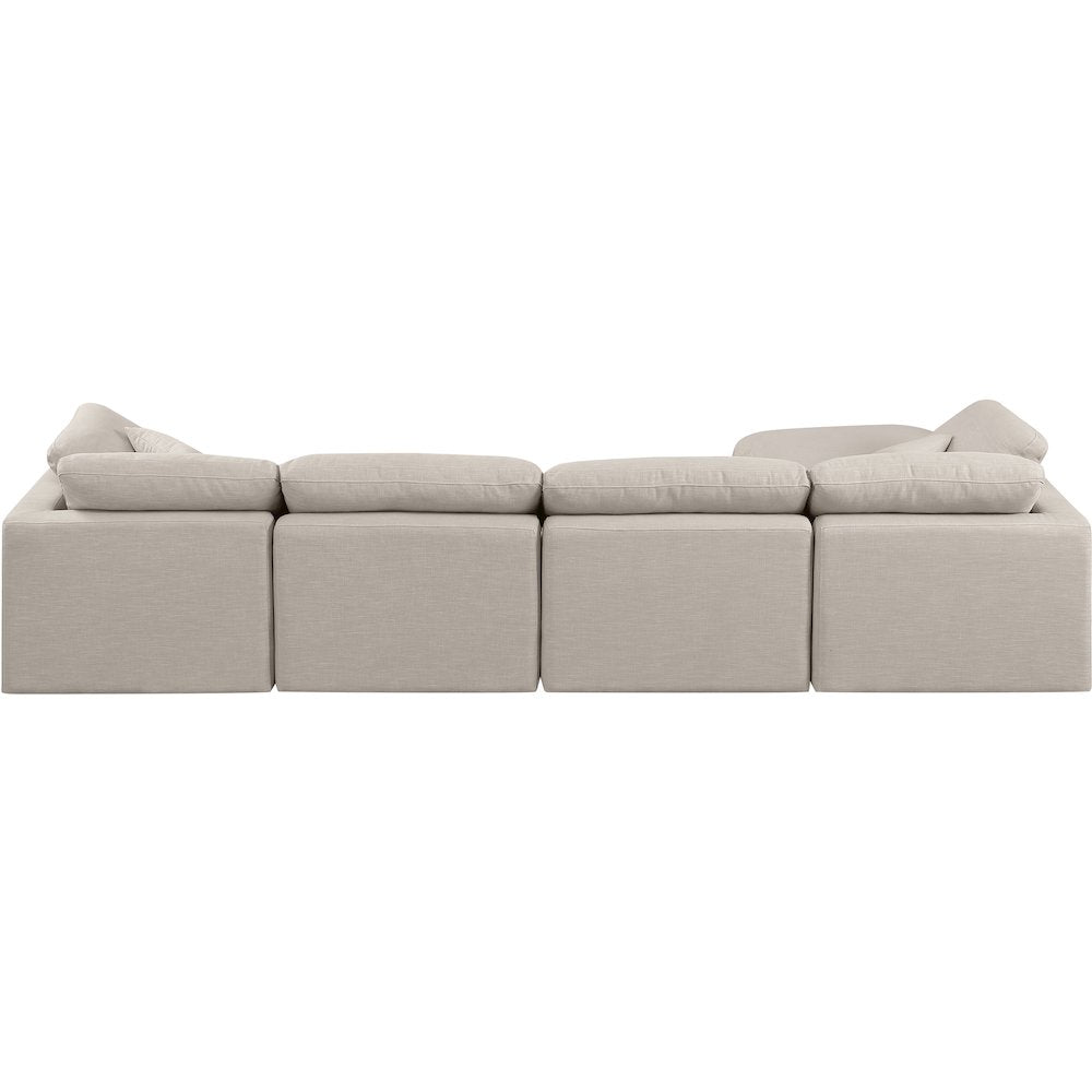 Indulge Beige Linen Textured Fabric Modular Sectional