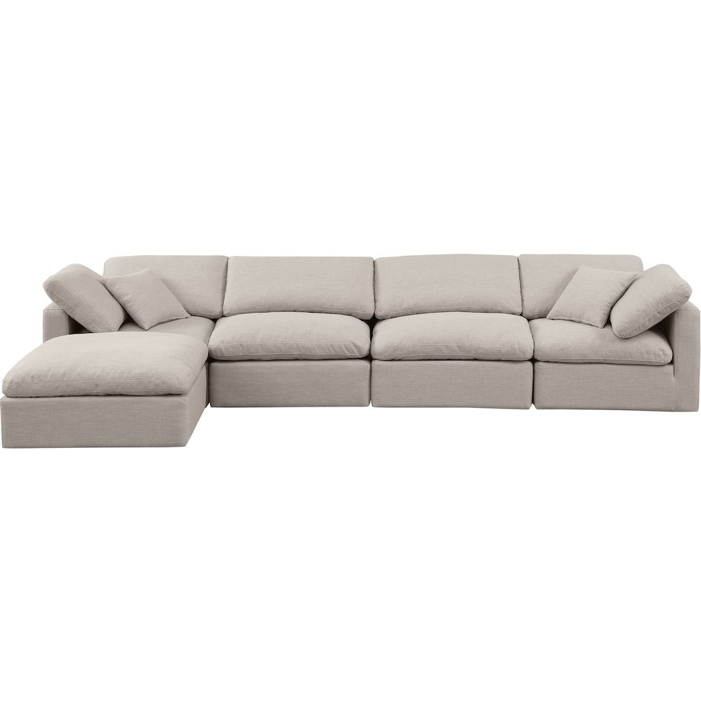 Indulge Beige Linen Textured Fabric Modular Sectional