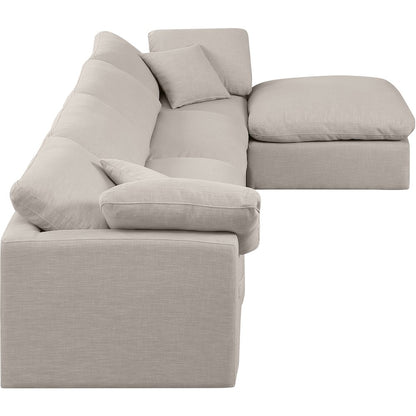 Indulge Beige Linen Textured Fabric Modular Sectional