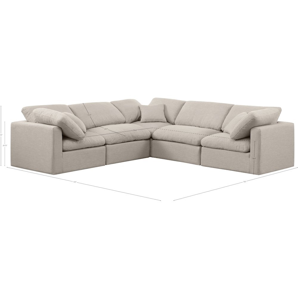 Indulge Beige Linen Textured Fabric Modular Sectional