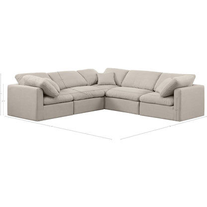 Indulge Beige Linen Textured Fabric Modular Sectional