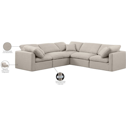 Indulge Beige Linen Textured Fabric Modular Sectional