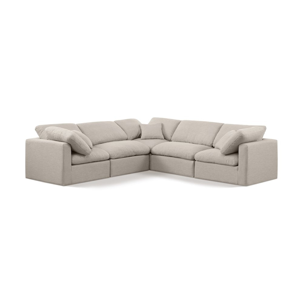 Indulge Beige Linen Textured Fabric Modular Sectional