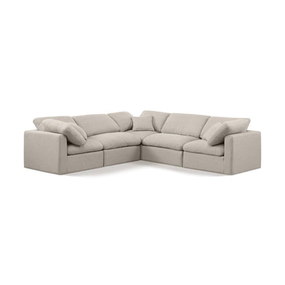 Indulge Beige Linen Textured Fabric Modular Sectional