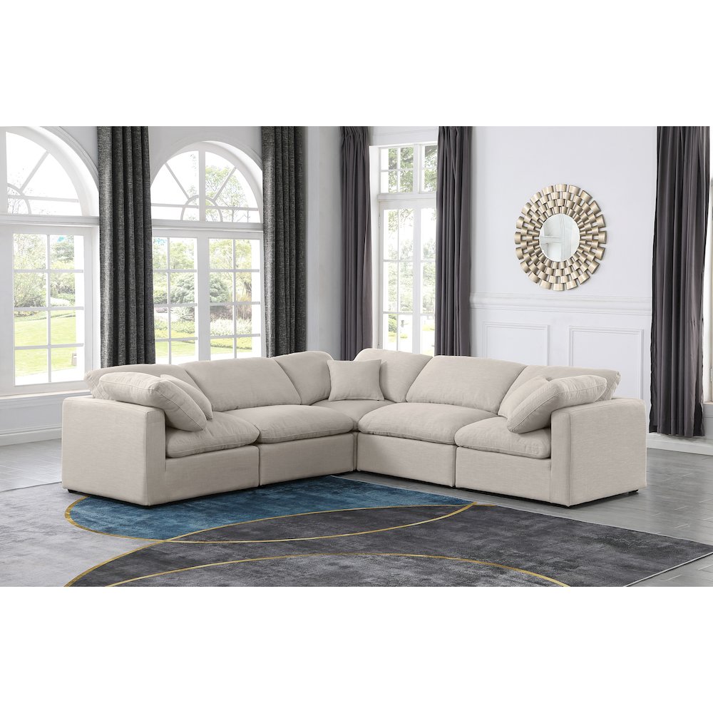 Indulge Beige Linen Textured Fabric Modular Sectional