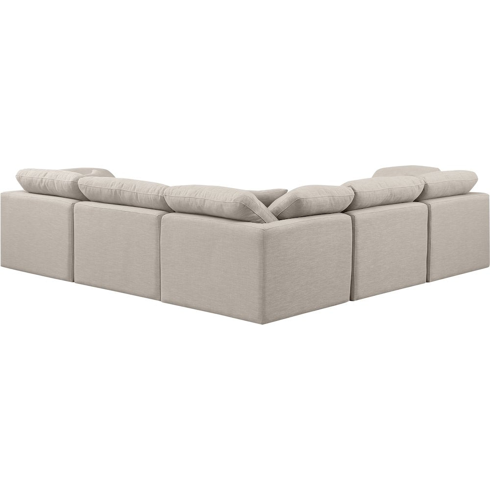 Indulge Beige Linen Textured Fabric Modular Sectional