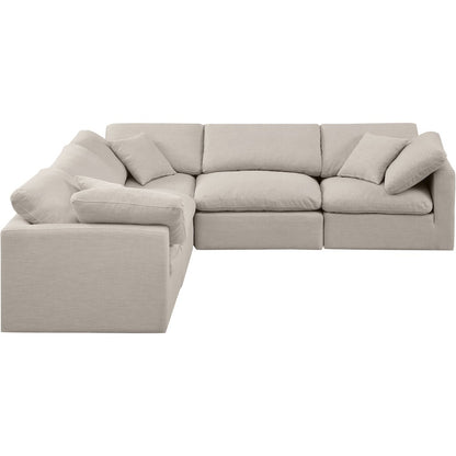 Indulge Beige Linen Textured Fabric Modular Sectional