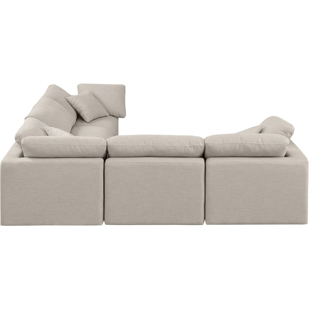 Indulge Beige Linen Textured Fabric Modular Sectional