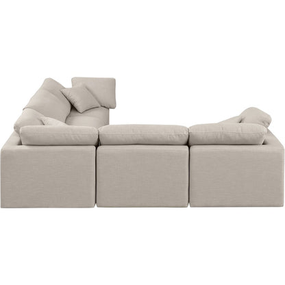 Indulge Beige Linen Textured Fabric Modular Sectional