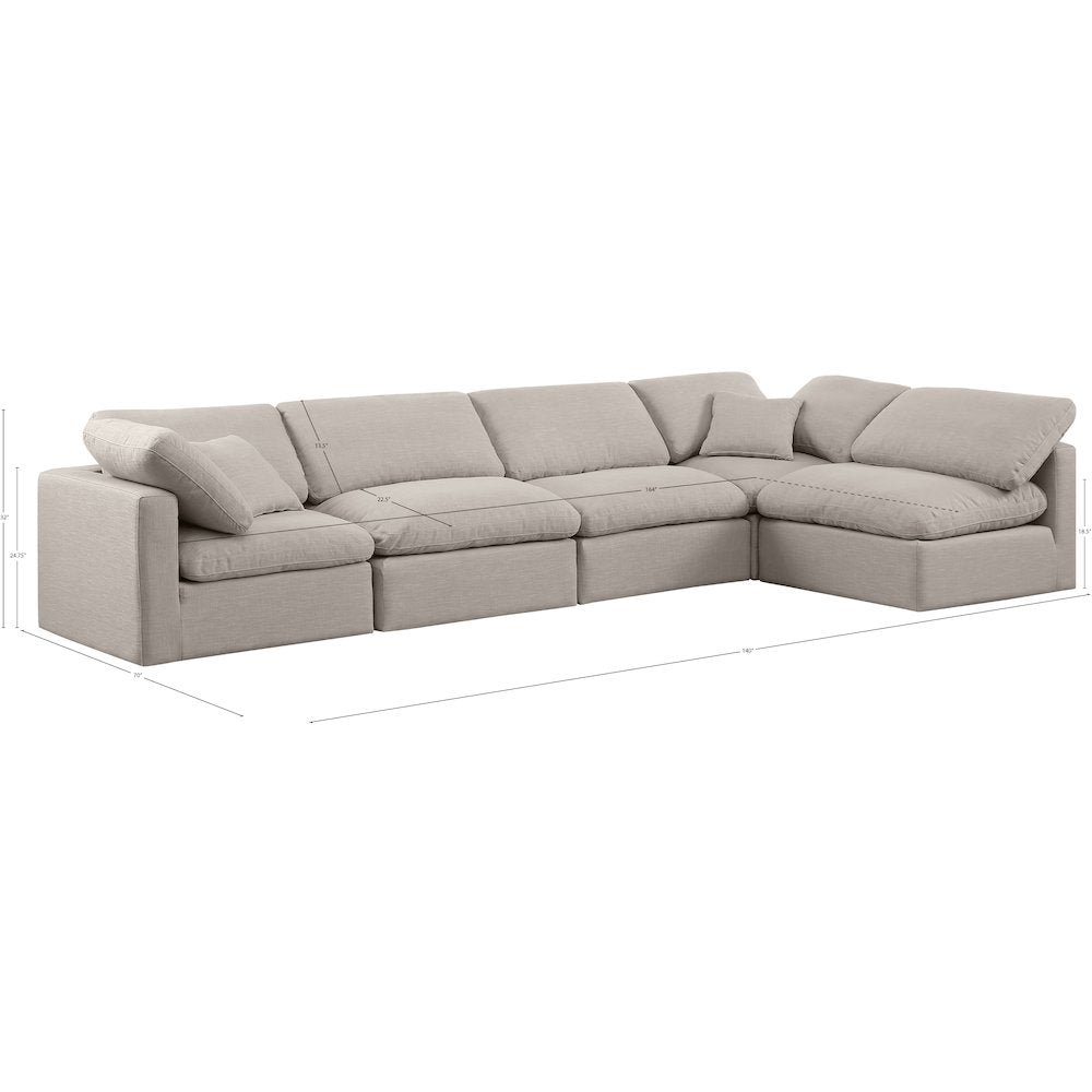 Indulge Beige Linen Textured Fabric Modular Sectional