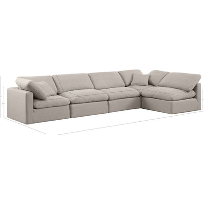 Indulge Beige Linen Textured Fabric Modular Sectional