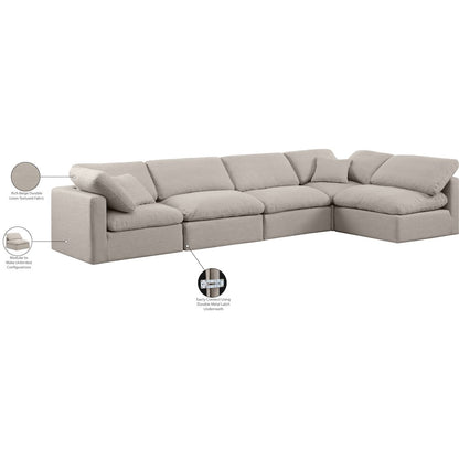 Indulge Beige Linen Textured Fabric Modular Sectional