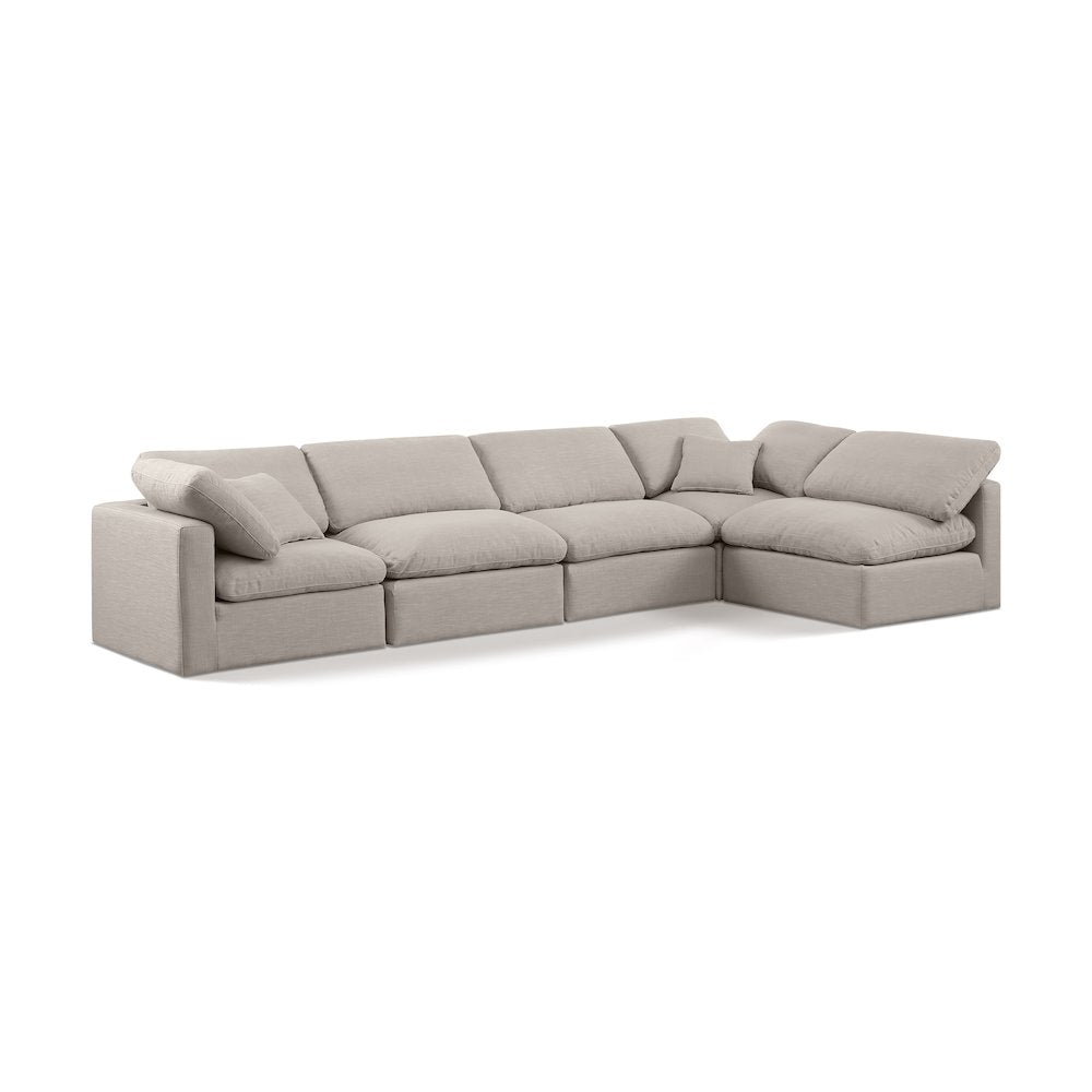 Indulge Beige Linen Textured Fabric Modular Sectional
